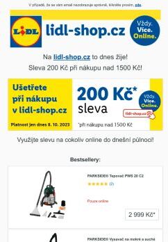 lidl-shop.cz | Ušetřete 200 Kč při nákupu v lidl-shop.cz s kódem „Sleva200“