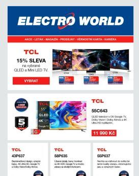 TCL týden - 15 % sleva na vybrané QLED a mini LED televize a další výhodné nabídky.