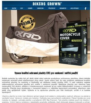 Venkovní a vnitřní ochranné plachty na motorku XRC