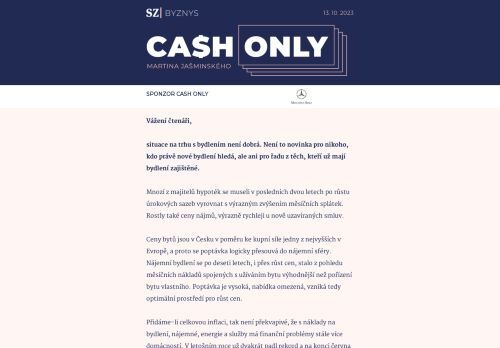 Cash Only: Bydlení je velký problém budoucnosti. A řešení stále nikde.