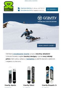 Kolekce Gravity Snowboards 2024 komplet skladem!