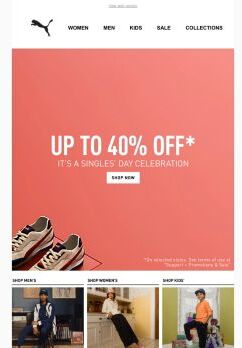 Celebrate Singles Day with Up to 40% OFF*