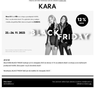 Akce KARA BLACK FRIDAY - sleva 12 %