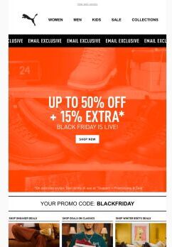 Up To 50% + 15% EXTRA*: Exclusive Black Friday deals