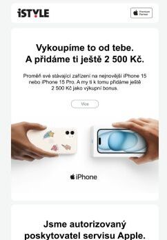 Výkupní bonus 2 500 Kč na nový iPhone 15