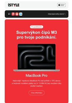 15% sleva na MacBook Pro s platbou na 3krát