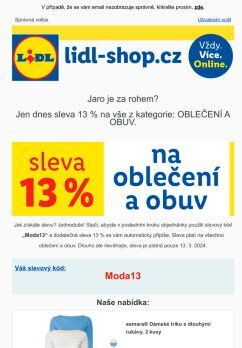 lidl-shop.cz | Využijte slevu 13 % na vše z kategorie OBLEČENÍ a OBUV.