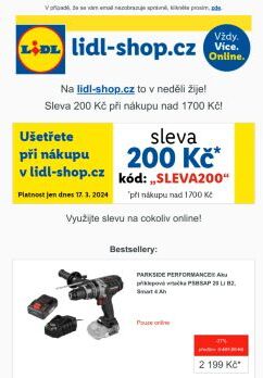 lidl-shop.cz | Ušetřete 200 Kč při nákupu v lidl-shop.cz s kódem „Sleva200“.