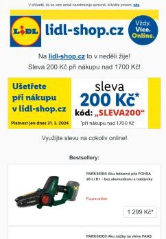 lidl-shop.cz | Ušetřete 200 Kč při nákupu v lidl-shop.cz s kódem „Sleva200“.