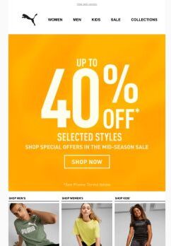 Get Up To 40% OFF* Selected Styles