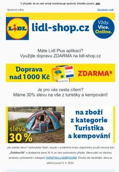 lidl-shop.cz | Pouze dnes sleva 30 % na vše z kategorie TURISTIKA a KEMPOVÁNÍ!