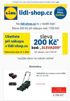 lidl-shop.cz | Ušetřete 200 Kč při nákupu v lidl-shop.cz s kódem „Sleva200“.