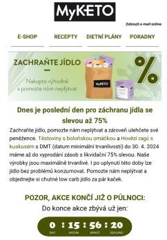 Poslední den se slevou 75 % 🥘 Pro záchranu jídla zbývá už jen pár hodin