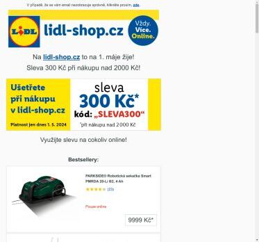 lidl-shop.cz | Ušetřete 300 Kč při nákupu v lidl-shop.cz s kódem „Sleva300“.