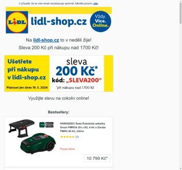 lidl-shop.cz | Ušetřete 200 Kč při nákupu v lidl-shop.cz s kódem „Sleva200“.