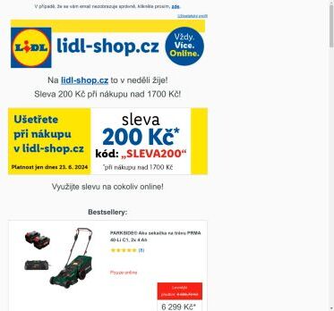 lidl-shop.cz | Ušetřete 200 Kč při nákupu v lidl-shop.cz s kódem „Sleva200“.