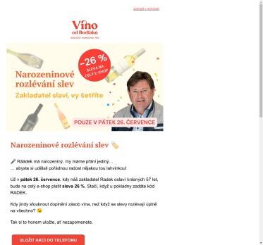 26. července sleva 26 % na všechno. Sfoukněte vínonákupy 🍷🛍️
