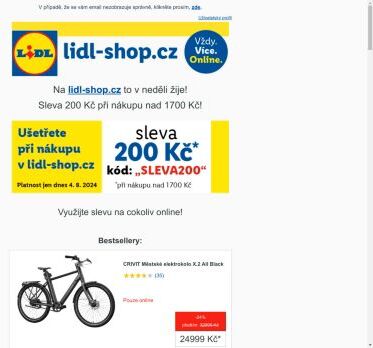 lidl-shop.cz | Ušetřete 200 Kč při nákupu v lidl-shop.cz s kódem „Sleva200“.