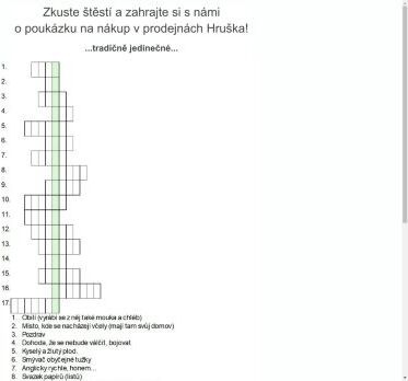 Vylušti jednoduchou křížovku a hraj o poukázku na nákup! 🎫🛒