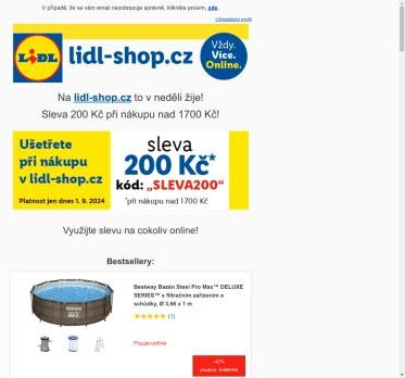 lidl-shop.cz | Ušetřete 200 Kč při nákupu v lidl-shop.cz s kódem „Sleva200“.