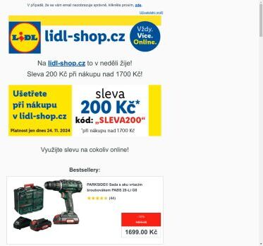 lidl-shop.cz | Ušetřete 200 Kč při nákupu v lidl-shop.cz s kódem „Sleva200“.