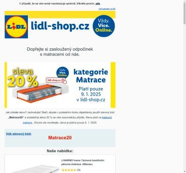 lidl-shop.cz | Pouze dnes sleva 20 % na matrace.
