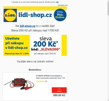 lidl-shop.cz | Ušetřete 200 Kč při nákupu v lidl-shop.cz s kódem „Sleva200“.