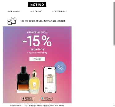 Pouze dnes! −15 % na ty nejkrásnější vůně