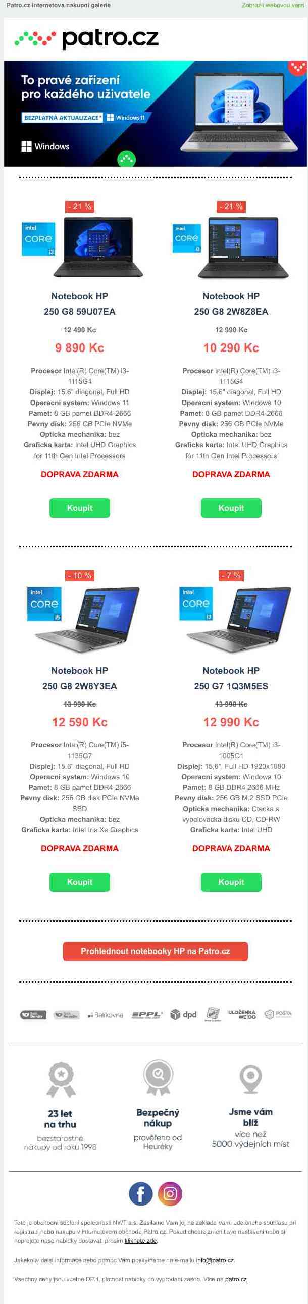 🎉 Velké slevy notebooků HP řady 250 💻 >> Pátrejte po až - 21 % slevách